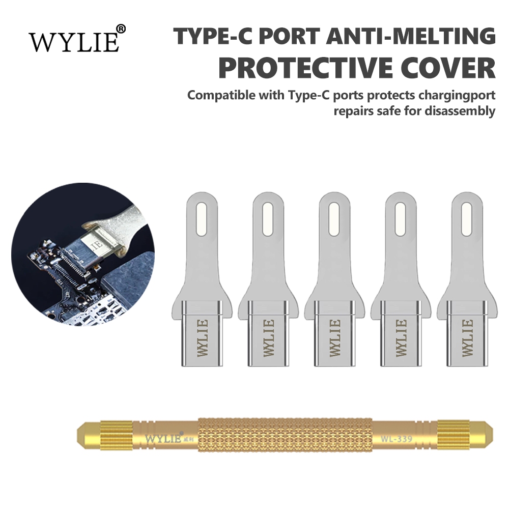 WYLIE 5-in-1 Type-C Connector Tail Plug Overheat Protection Cover with Extended Handle