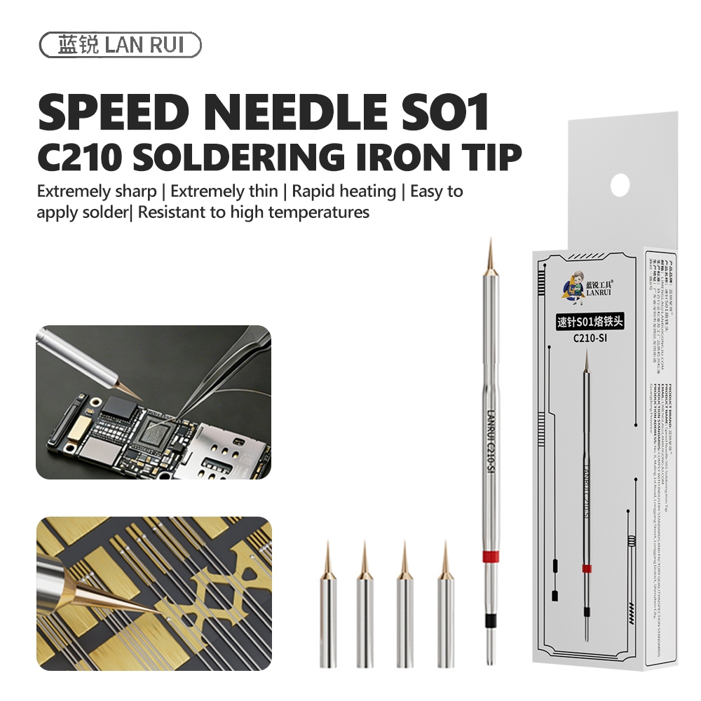 LANRUI S01 C210-SI Soldering Iron Tip with 5Pcs Ultra Sharp Needles
