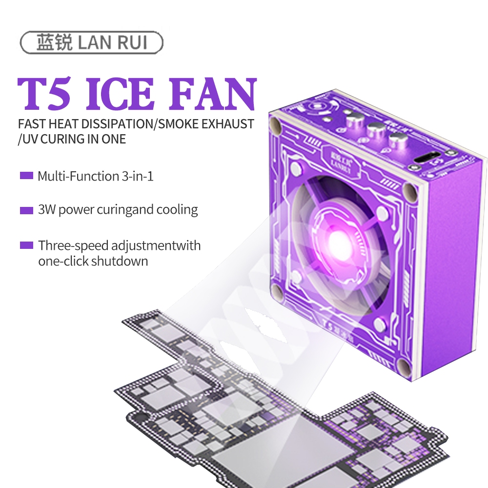 LANRUI T5 2-in-1 3W UV Curing + Fast Heat Dissipation Ice Fan