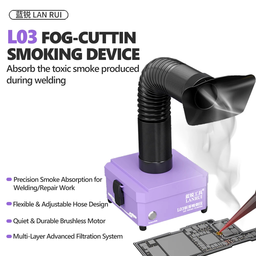 LANRUI L03 Powerful Desktop Smoke Purifier for PCB Soldering Repair