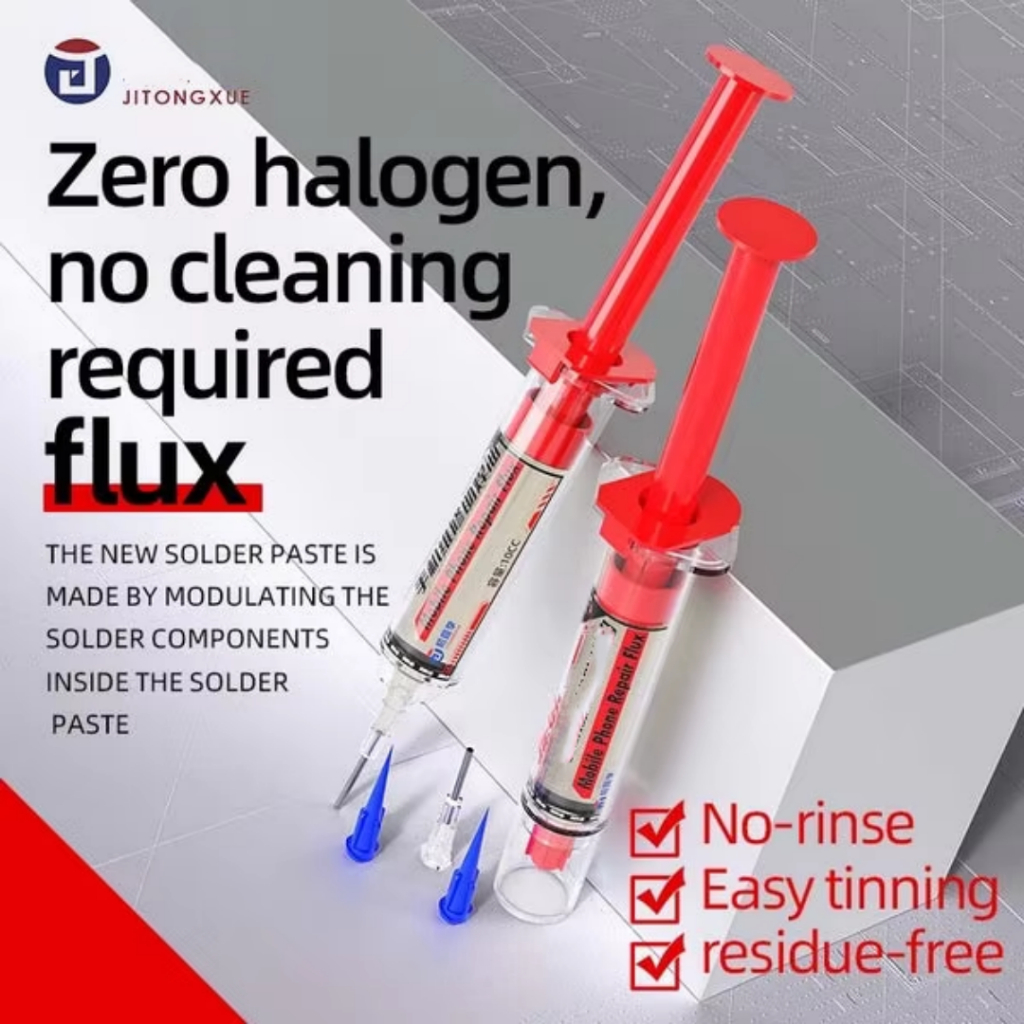 JTX JS-61 10cc Zero-Halogen No-Cleaning Required Flux with Push Rod