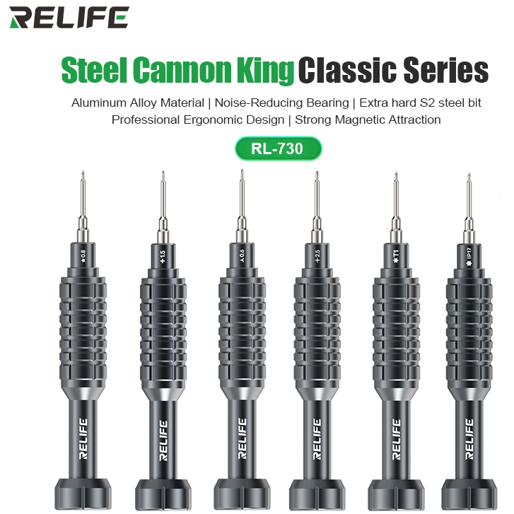 RELIFE RL-730 Steel Cannon King Classic Series Strong Magnetic S2 Bits Screwdriver