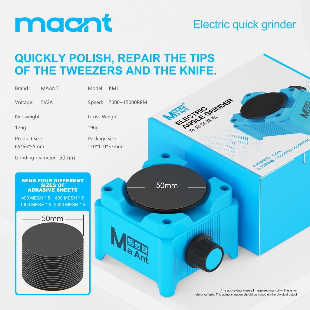 MaAnt KM1 Disc Electric Quick Grinder for Tweezers / Blades / Soldering Iron Tip - Image 7