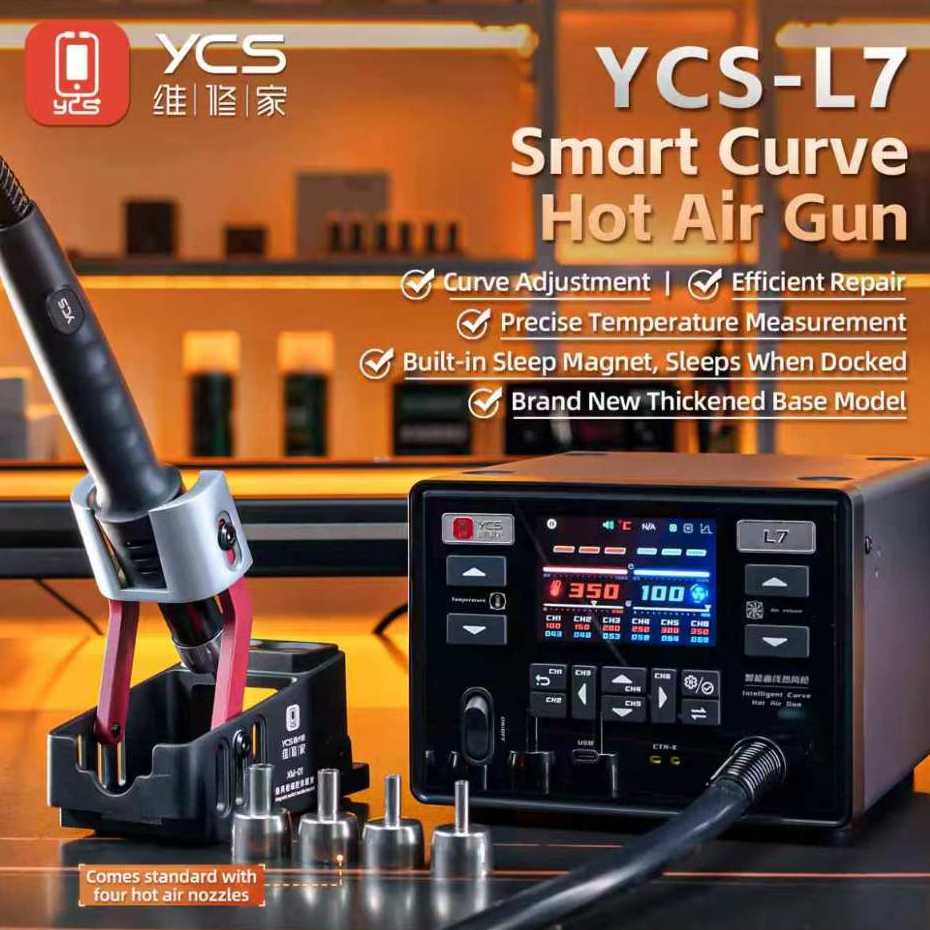 YCS-L7 1400W High Power Smart Automatic Temperature System Curved Hot Air Gun Station