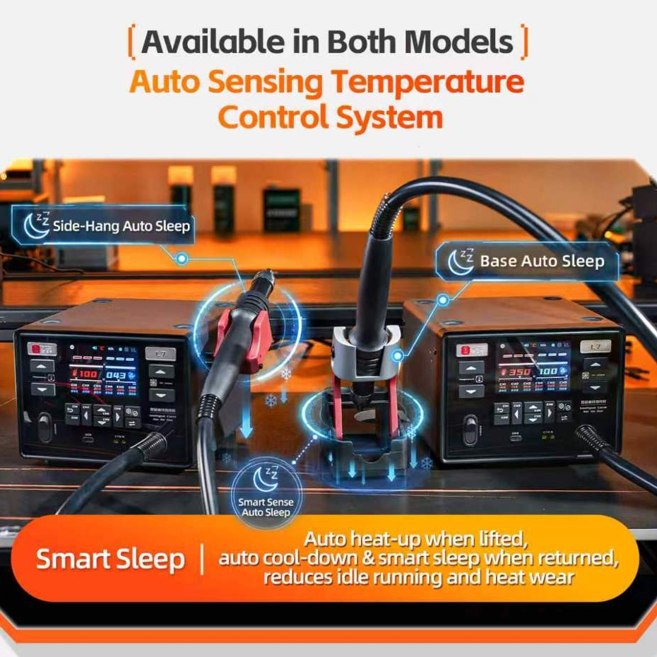 YCS-L7 1400W High Power Smart Automatic Temperature System Curved Hot Air Gun Station - Image 7