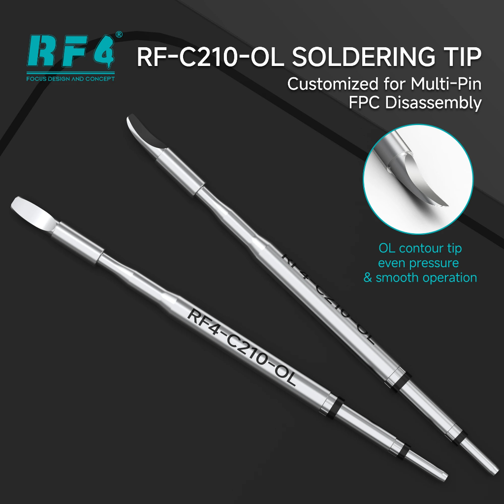 RF4 RF-C210-OL Contour (Curved) Soldering Tip Customized for Multi-Pin FPC Cables Disassembly