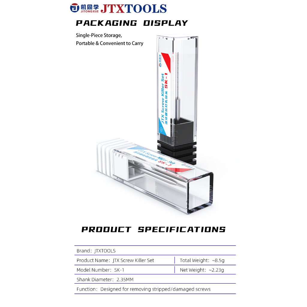 JTX SK-1 Alloy Piercing and Sliding Drill Bit for Removing Stripped Thread Screws - Image 9