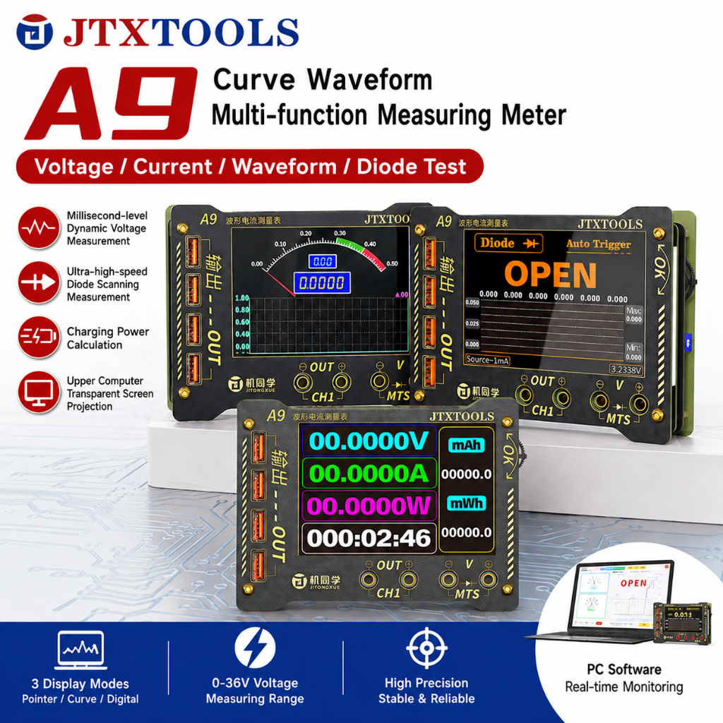 JTX A9 High-Precision Sampling Digital Display Curve Waveform Multifunction Measuring Meter
