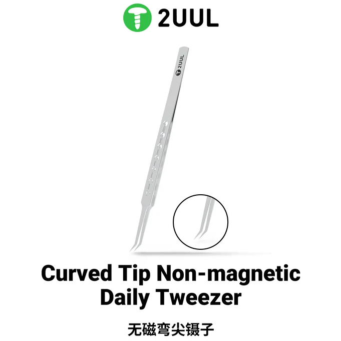 2UUL TW23 High Precision Curved Tip Non-magnetic Daily Tweezers