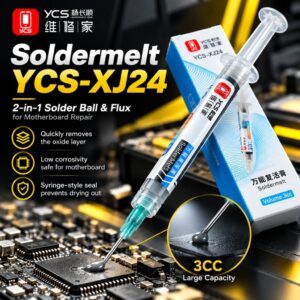 YCS XJ24 SolderMelt 2-in-1 Solder Ball & Flux for Motherboard Repair - 3CC