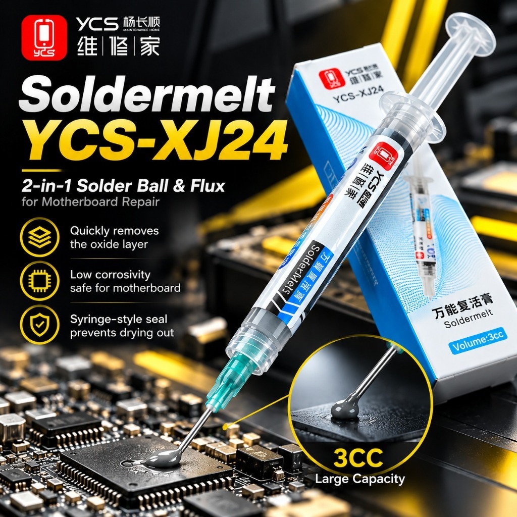 YCS XJ24 SolderMelt 2-in-1 Solder Ball & Flux for Motherboard Repair - 3CC