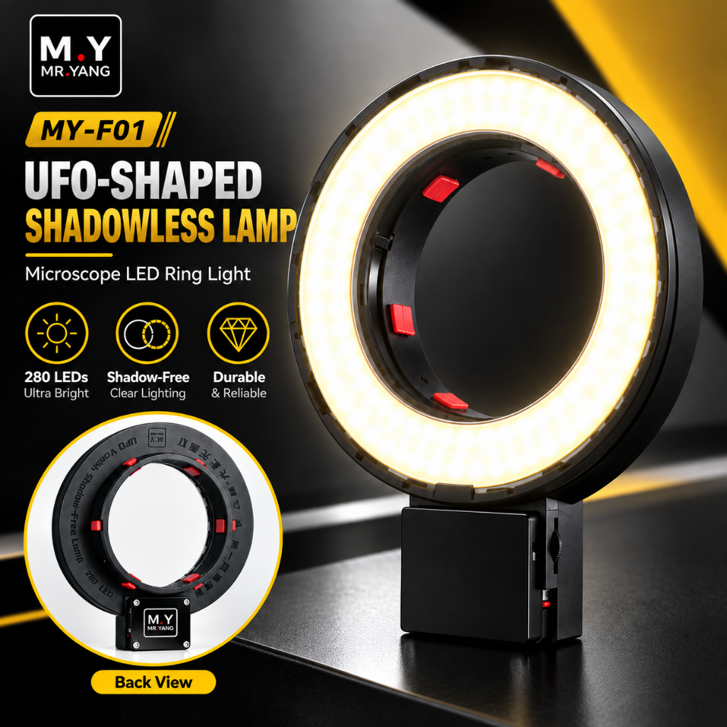 M.Y  MY-F01 9V / 2A Microscope UFO-shaped Shadowless Lamp Built-in Fan