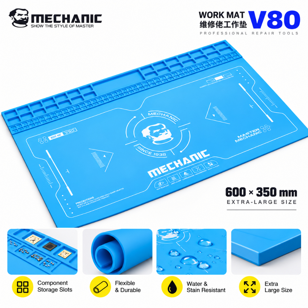 MECHANIC V80 Heat-Resistant Anti-Corrosion Soldering Work Pad with Parts Tray - 35 x 60CM