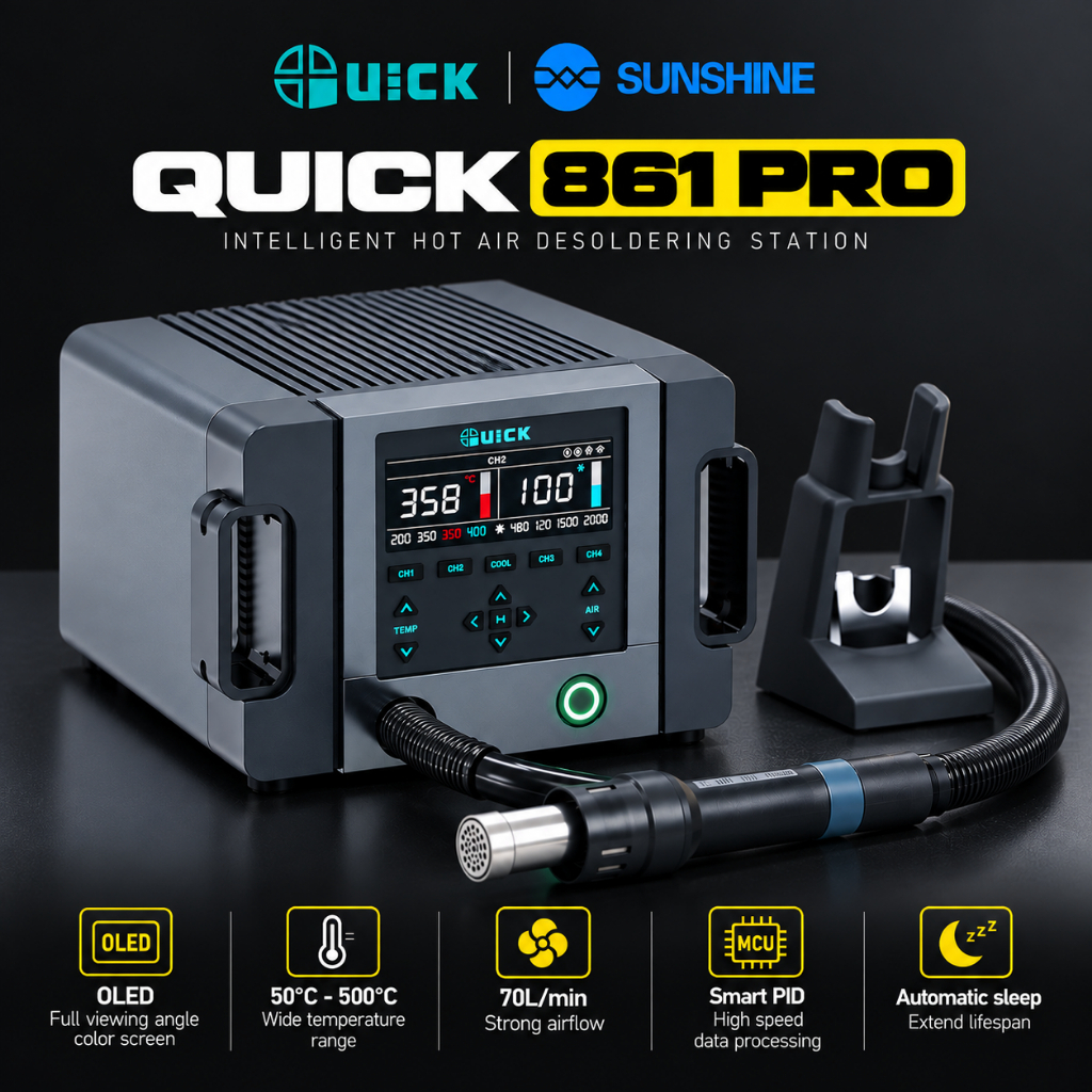 Quick 861Pro Max 1300W Intelligent Hot Air Rework Station for Chip Level Repair