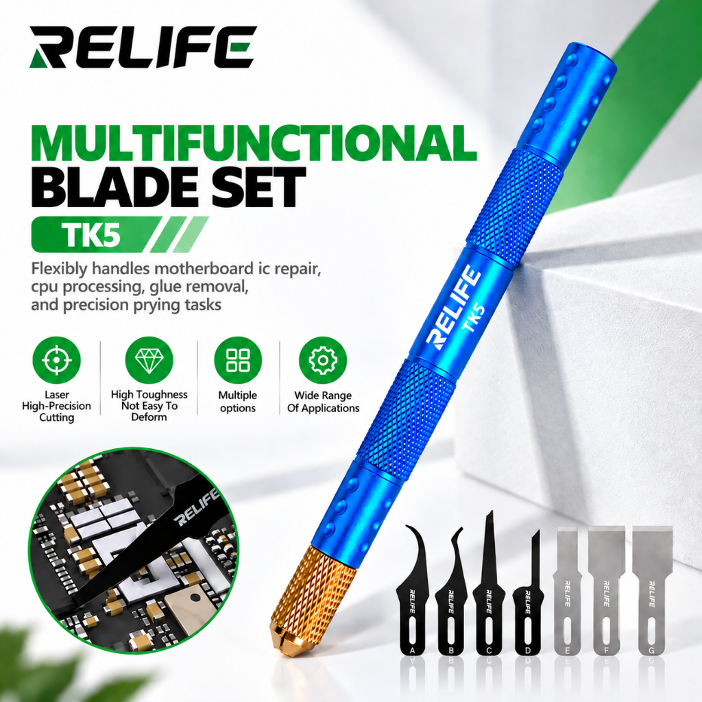 RELIFE TK5 8-in-1 Multifunctional Blade Set for IC CPU Glue Removal and Prying Motherboard