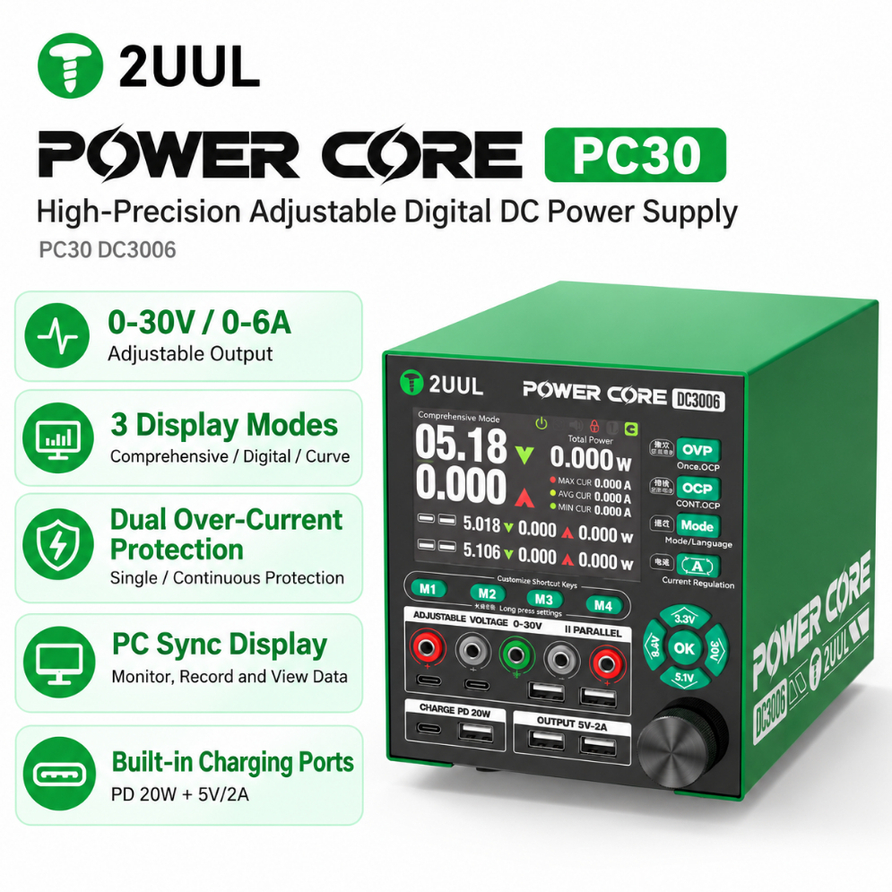 2UUL PC30 DC3006 30V / 6A High-Precision Adjustable Digital Display DC Power Supply