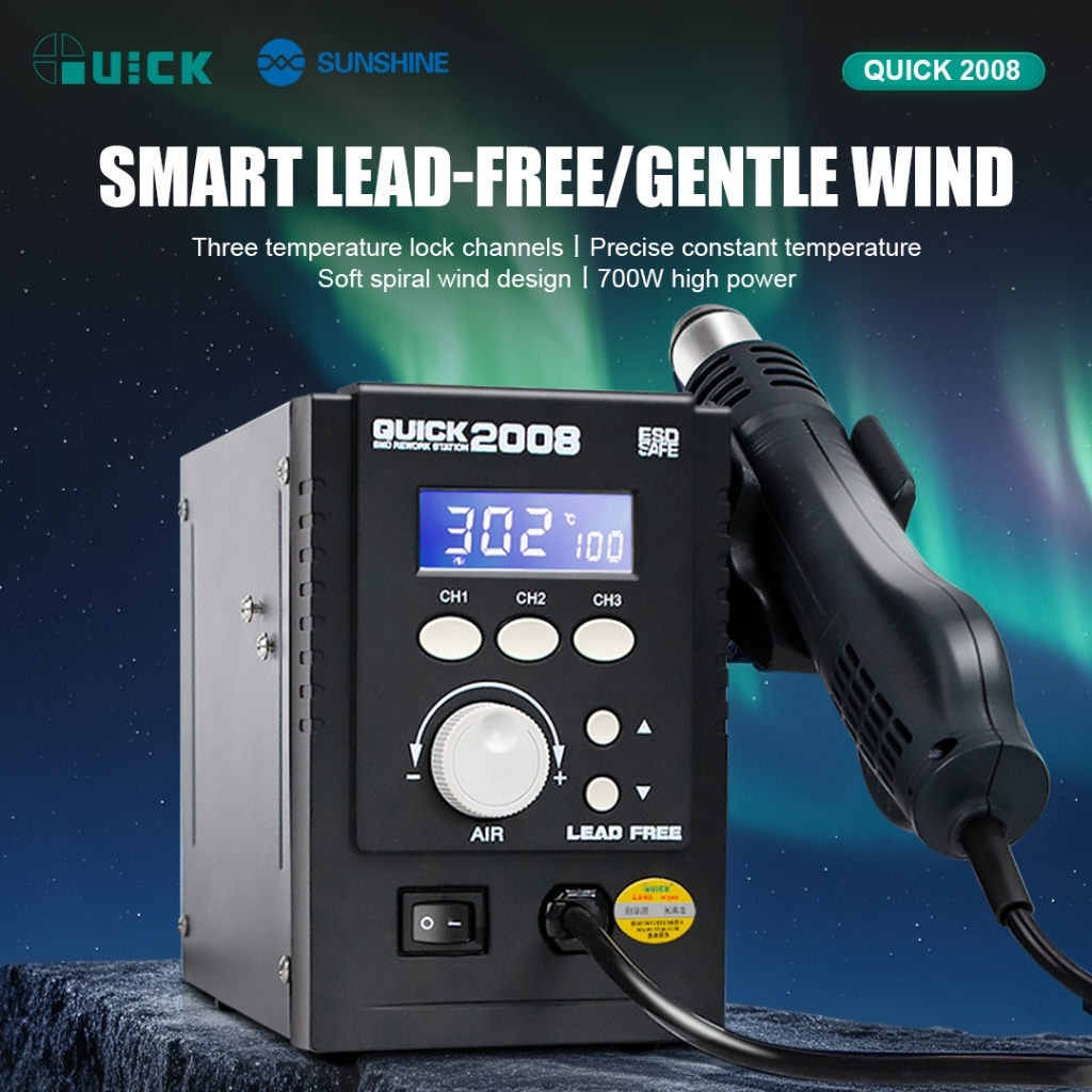 QUICK 2008  700W ESD Digital Display Hot Air Rework Station