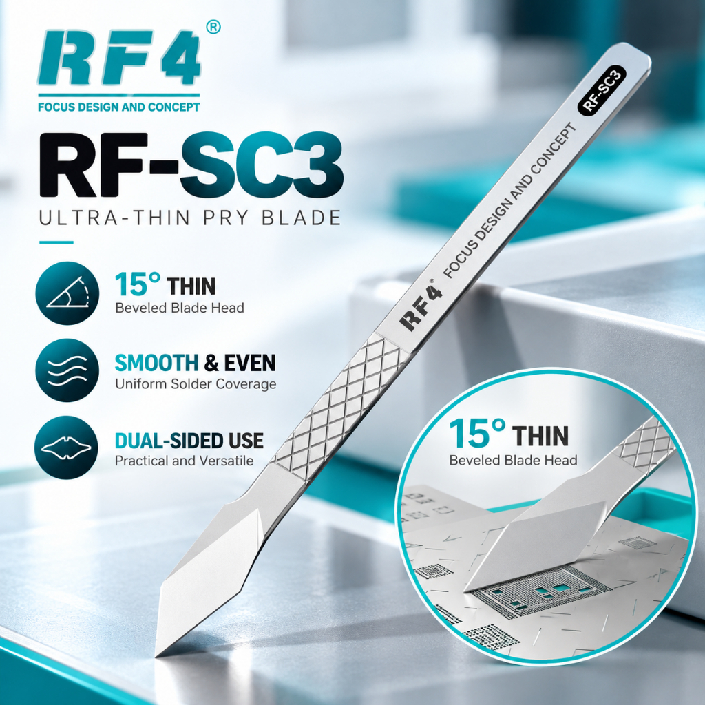 RF4 RF-SC3 Dual-Zone High-Hardness Non-Magnetic Solder Scraper for PCB Repair